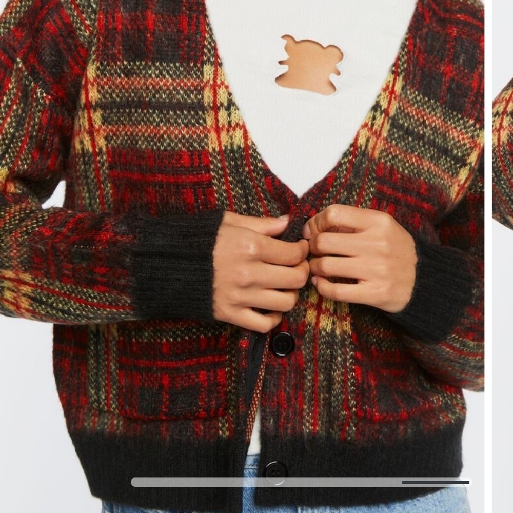 FOREVER 21 Plaid Cardigan Sweater, Size S - Picture 5 of 15